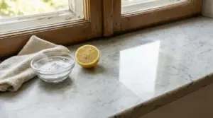 Trucco naturale con limone e bicarbonato per lucidare il marmo di un davanzale